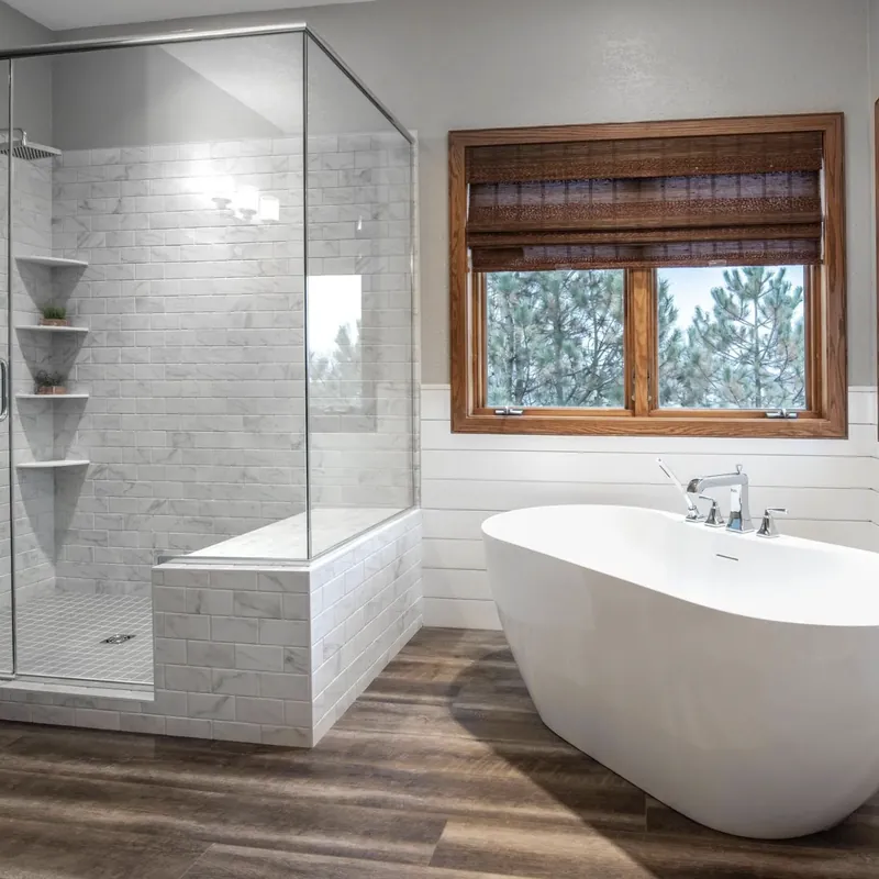 Bradshaw Plumbing completed walk-in shower and freestanding tub renovation